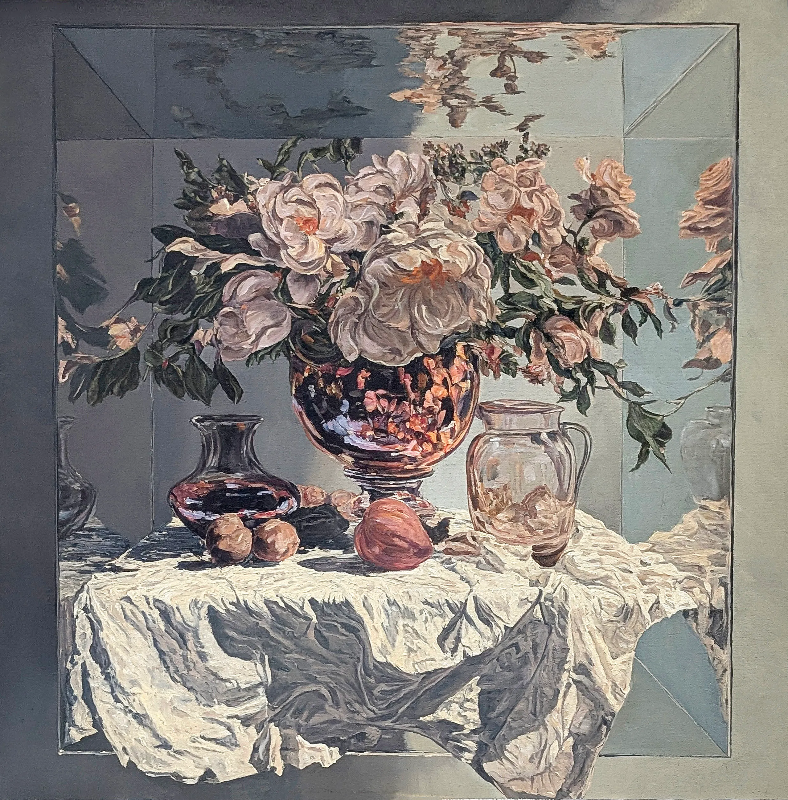Study for floating still life 13, 2025 — oil on canvas mounted to board