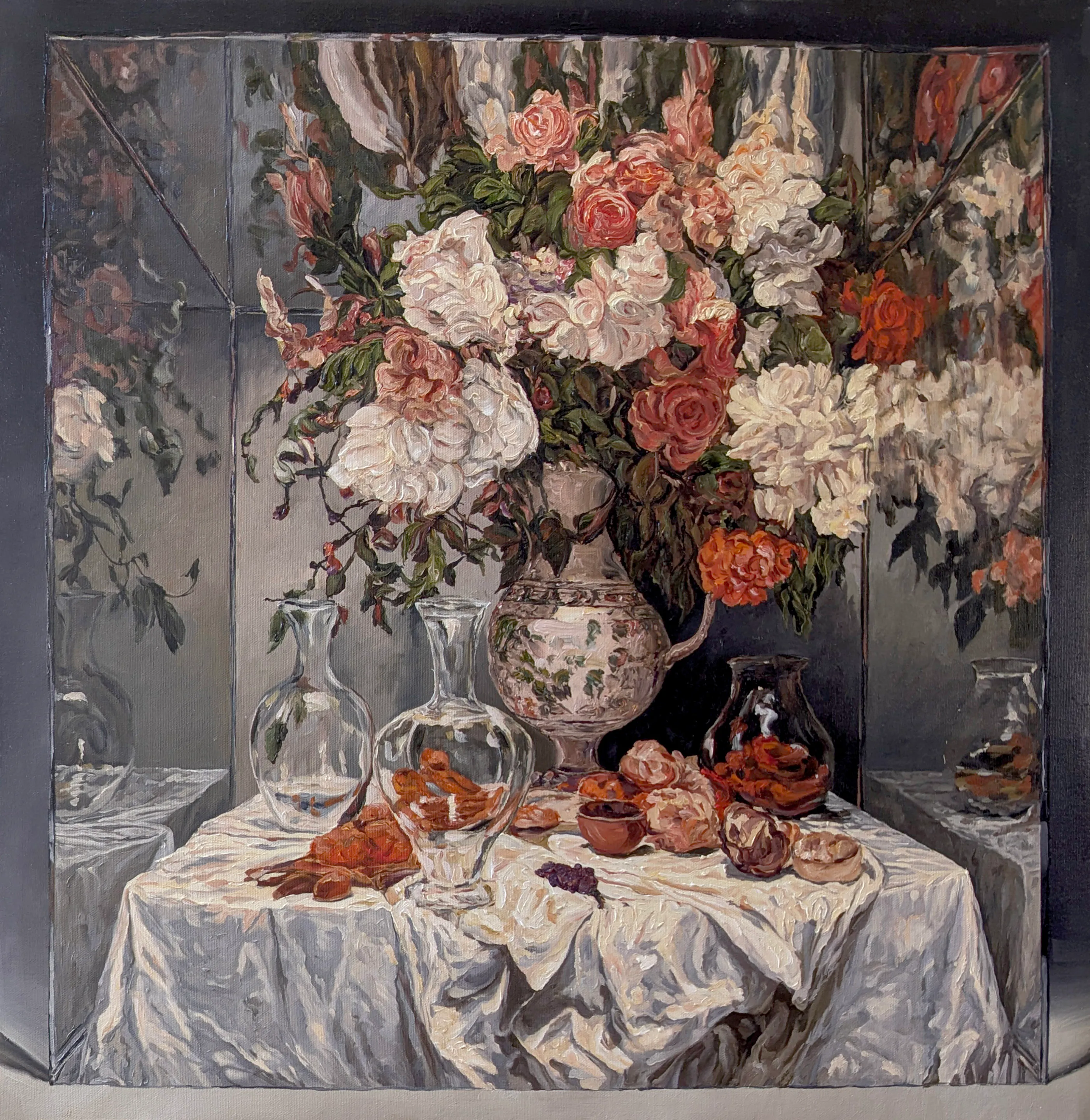 Study for floating still life 4, 2025 — oil on canvas mounted to board