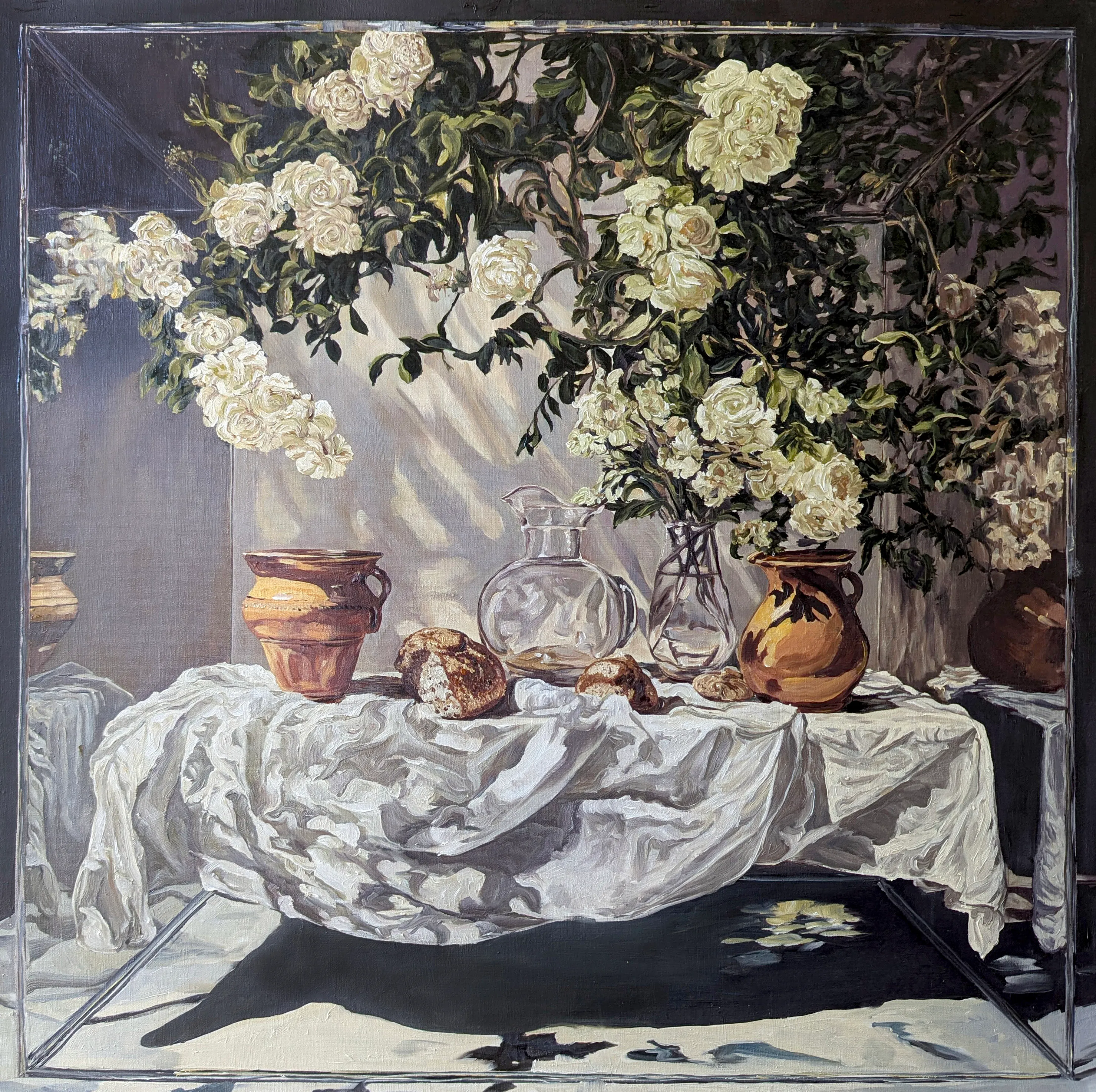 Study for floating still life 12, 2025 — oil on canvas mounted to board
