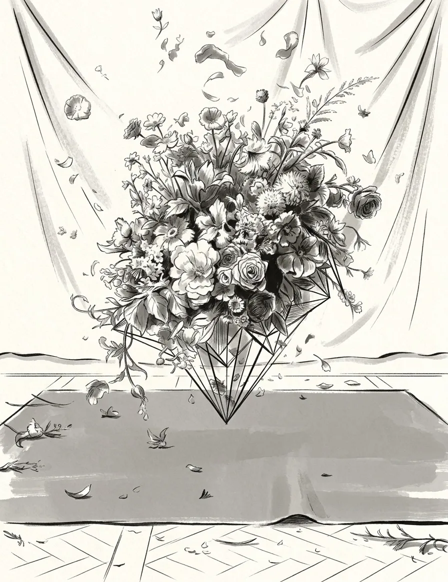 Ink study for Folding Flowers
