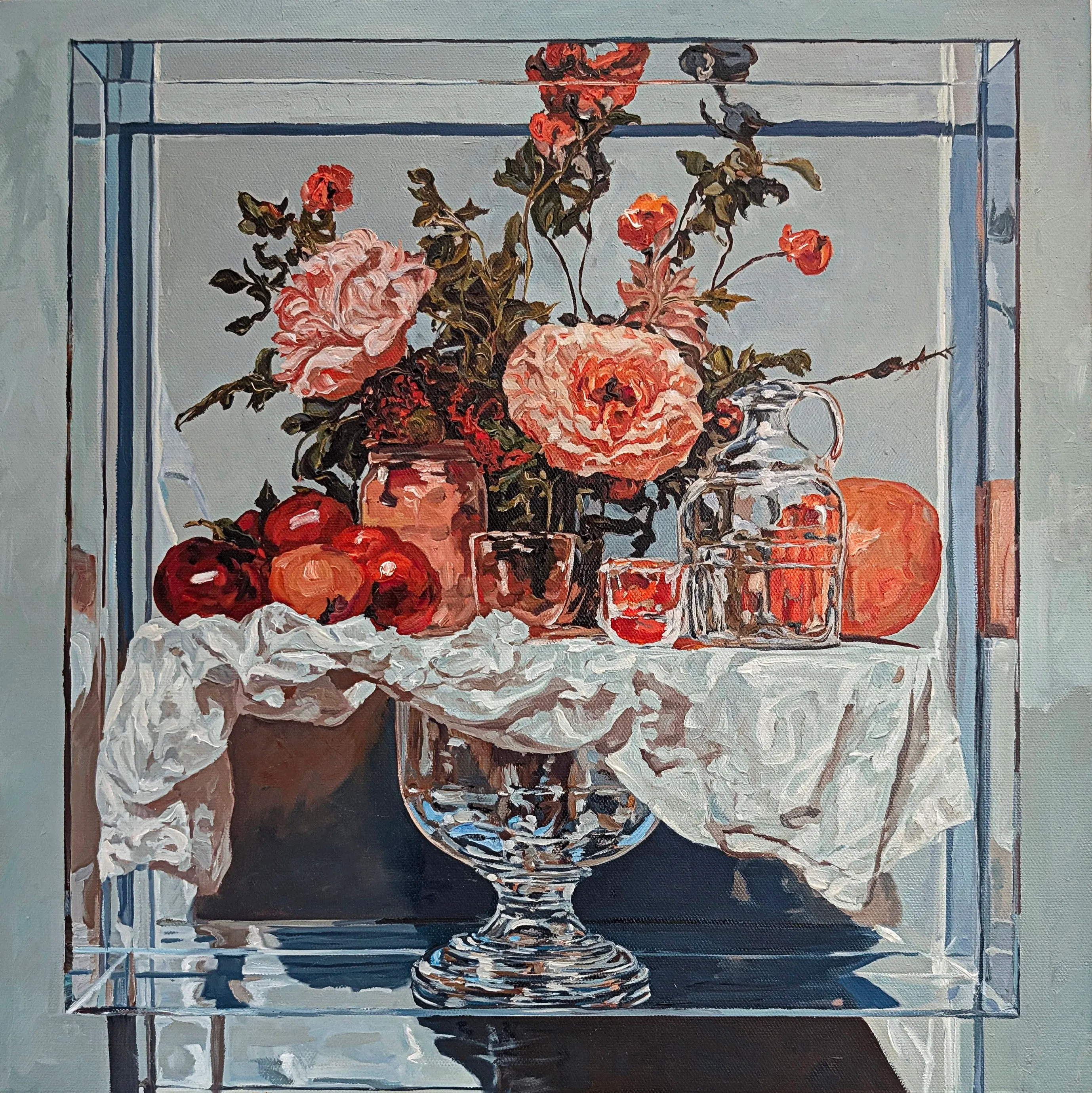 Study for floating still life 10, 2025 — oil on canvas mounted to board