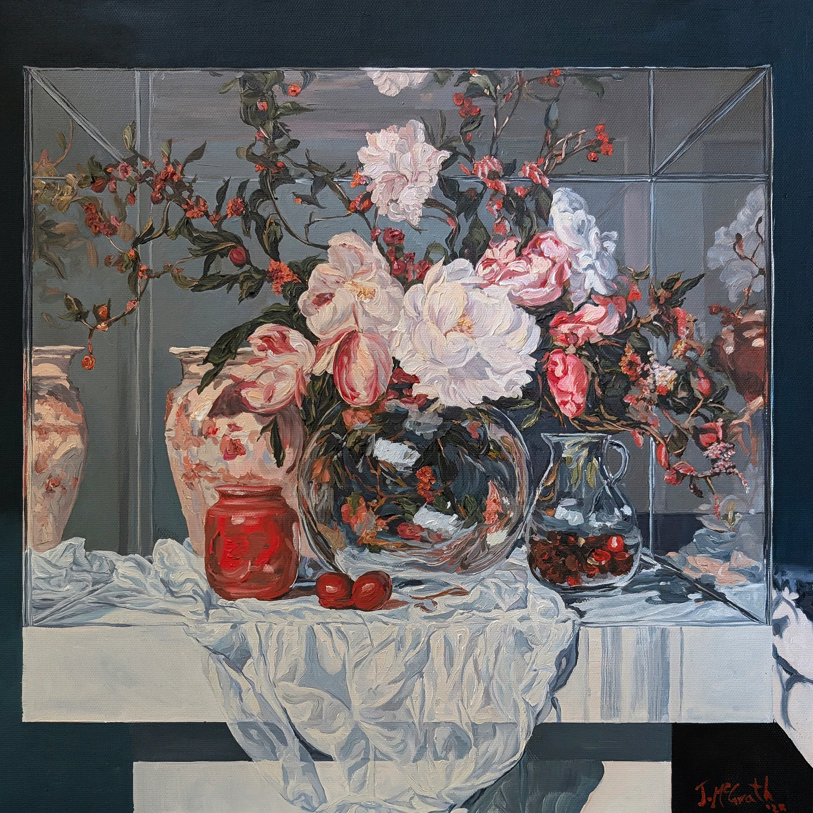 Study for floating still life 15, 2025 — oil on canvas mounted to board