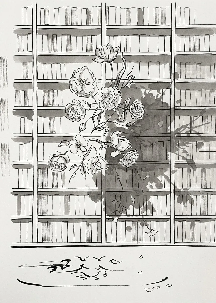 Ink study for Strahov's Flowers