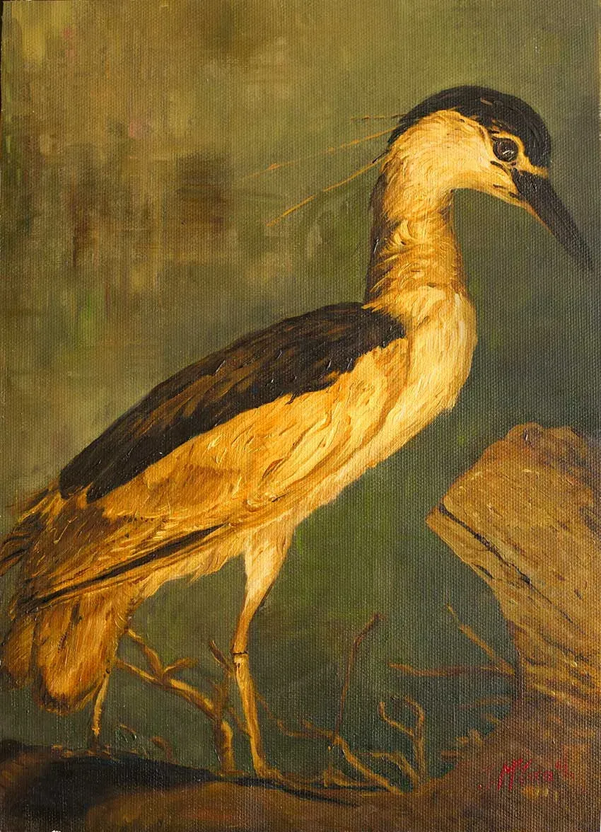 Study for Diorama — a small oil study of an interior arranged as a museum display case